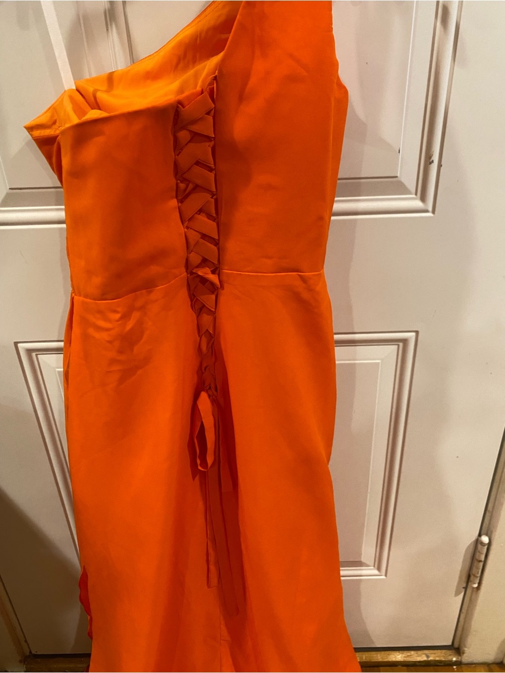 One-Shoulder Orange Evening Gown size 6 NWOT - Picture 7 of 9